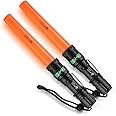 UltraFire 2pc 11-Inch Signal Traffic Wand Safty LED Flashlight 250 Lumen, Red Flashing Mode, Wrist Strap Lanyard, Side Clip, Orange Finish for Kids Outdoor Camping