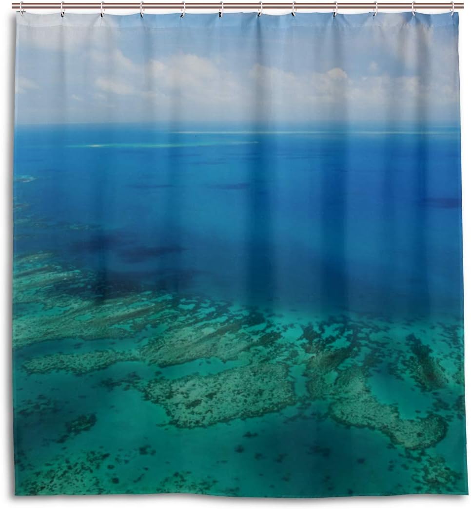 Amazon Com Gjianbing Men Shower Curtain Australia Great Barrier Reef Coral Bathroom Decor Curtain 66 X 72 Inch Machine Washable Waterproof Bathroom Curtains Kitchen Dining