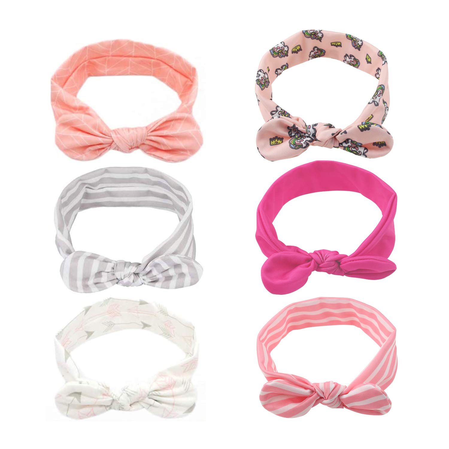 SPOKKI Hairband 6 Pieces Turban Headband Hair Accessories Cute Bow knot Head wear for Baby/Girl/Infant Toddler Photo
