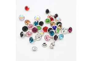 DAS GARDEN 100 Sets Cz Colorful Crystal Rivets Silver Color Spots Studs Double Cap for DIY Leather-Craft (Mixed Color, 6MM)