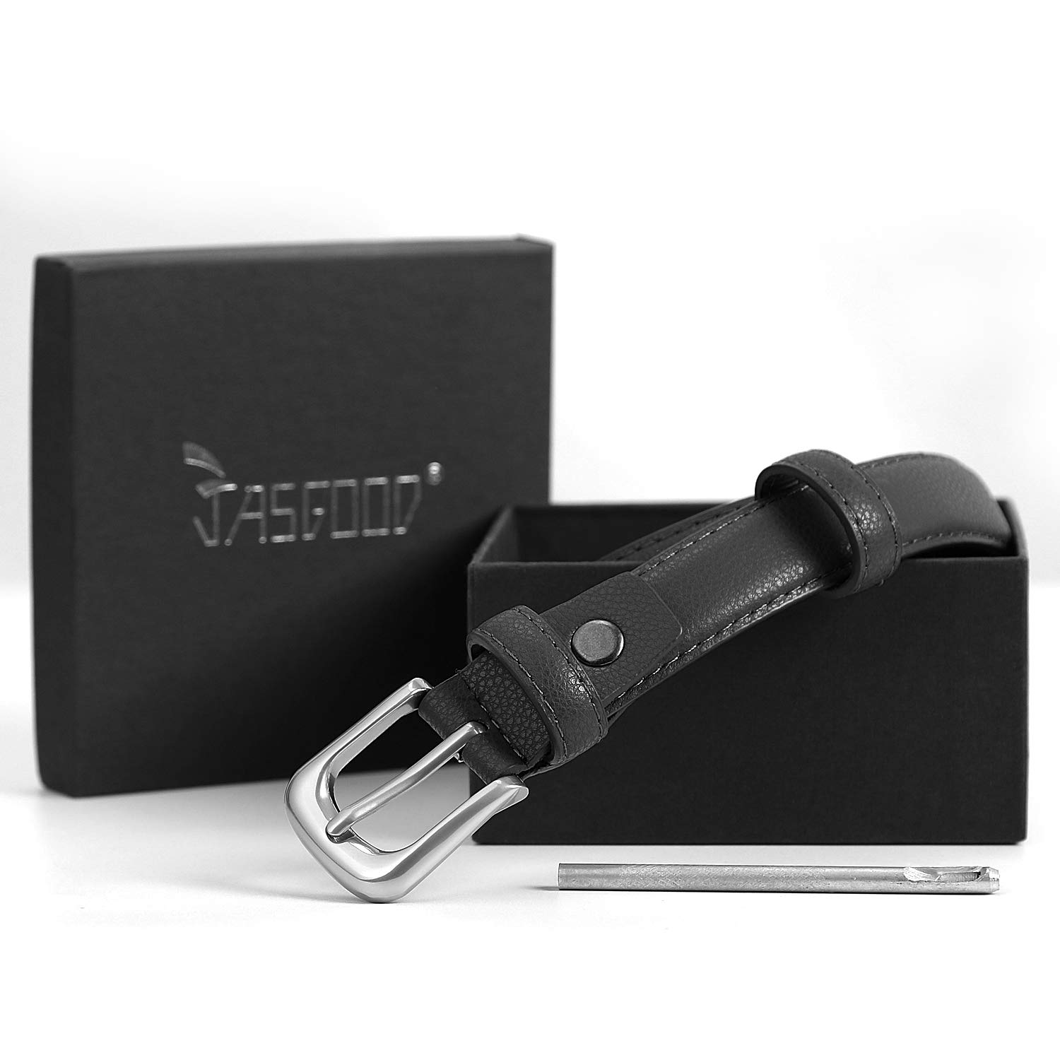 JASGOOD Ceinture en Cuir Ceinture Femme à la Mode Ceinture Solide avec Boucle en Alliage pour Jeans, Pantalon, etc