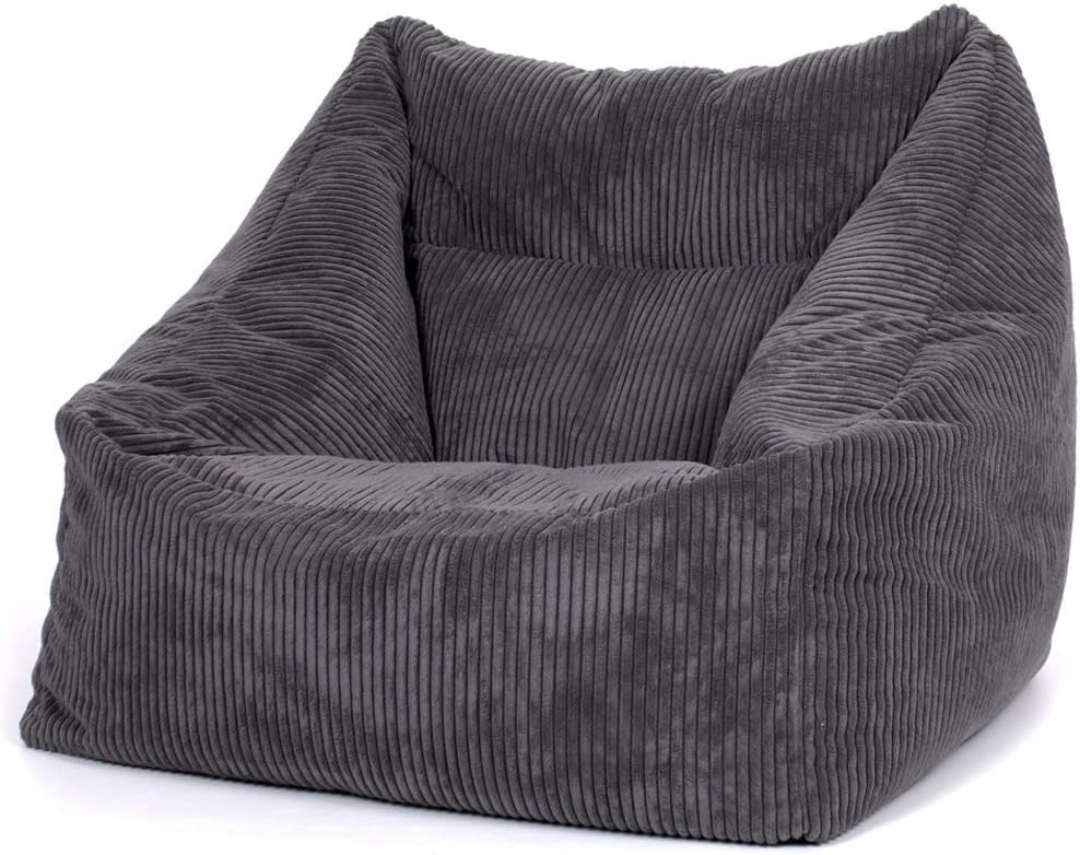 icon Natalia Cord Bean Bag Chair, Charcoal Grey, Large Adult Bean Bag with Filling Included, Comfy Chair, Armchair - Image 4