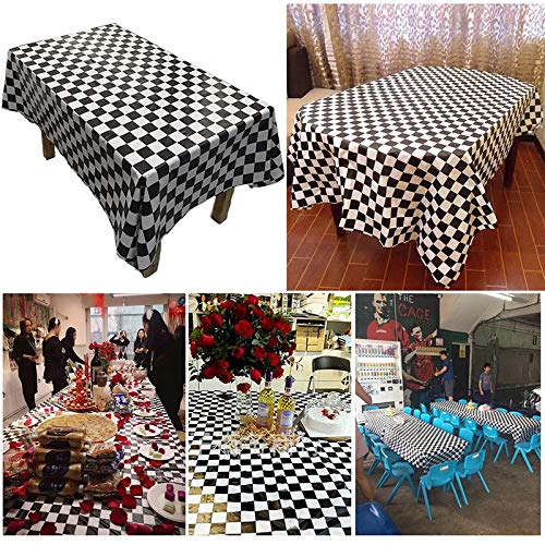 Avando Black and White Gingham Checkered Tablecloths, Waterproof Oil Resistant Picnic Table Covers Disposable Table Cover 54" x 108" Pack of 3 Tableware for Party Catering Events