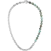 GAVU Stainless Steel Chain Necklace for Men Hand-knotted Crystal Beaded Necklace for Men