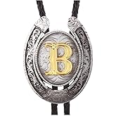 HUABOLA CALYN Vintage Bolo Tie for Men- Initial Letter ABCDMJR to Z Western Cowboy Bolo Tie for Women