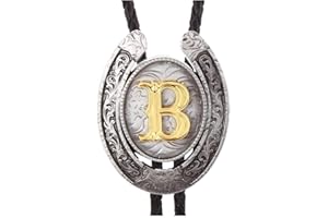 HUABOLA CALYN Vintage Bolo Tie for Men- Initial Letter ABCDMJR to Z Western Cowboy Bolo Tie for Women