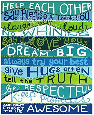 8x10 Family Rules PRINT, this is a print of an original painting by nJoyArt. Printed in the USA.