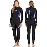 Owntop 4mm Wetsuit for Women, GBS Seam, Warm High Stretch Neoprene | Cold Water Wet Suit for Diving Surfing Snorkeling, Back Zipper