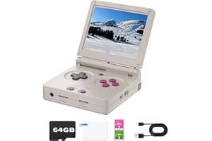 WESICH RG35XXSP Flip Retro Game Console,3.5 Inch IPS Screen 640x480,Built-in 64GB TF Card,with 3300mAh Battery Linux System Classic Game Console,Support HD and TV Output Casual Game Console(Gray)