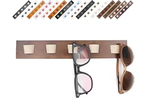 ACOCOFE Sunglass Organizer Wall Mount, Wood Eyeglass Storage Holder, Glasses Rack for Multiple Eyewear Display Men Women (Umber-white)