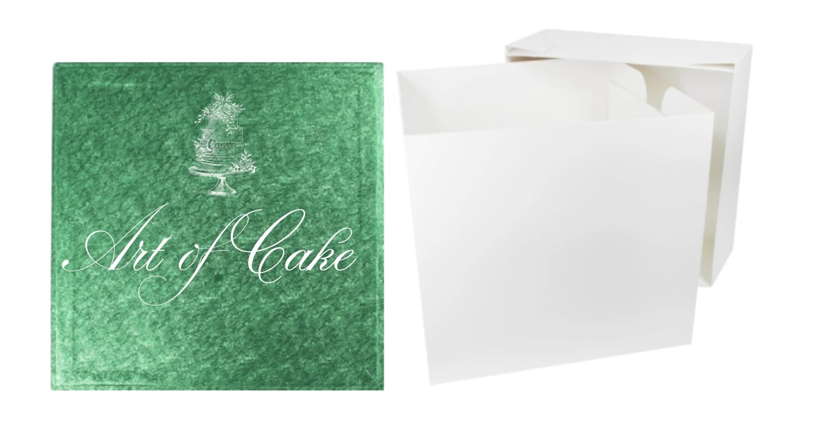 Art of cake® 12" Green Drum Cake Board (13mm) and White Tall Box (12"x12"x12")