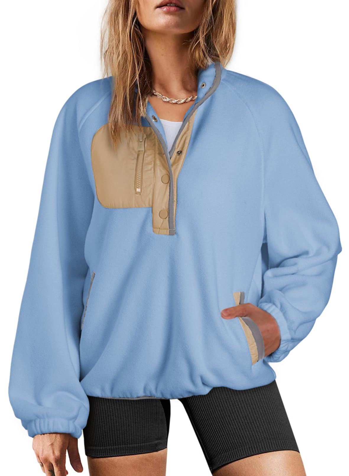 Dokotoo Jackets for Women Fuzzy Fleece Color Block