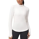THE GYM PEOPLE Fleece Mock Turtleneck Pullover Base Layer Shirts Long Sleeve Workout Tops with Thumb Hole