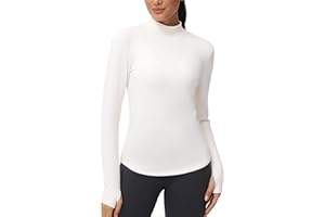 THE GYM PEOPLE Fleece Mock Turtleneck Pullover Base Layer Shirts Long Sleeve Workout Tops with Thumb Hole