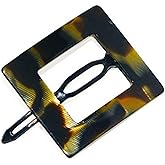 French Amie Golden Caramel Small Squared Handmade Celluloid Acetate Metal Free French Hair Slides Clips for Women Tige Boule Metal Clasp Handmade Girls Side Slide-in Barrette Clip Women Hair Accessories Strong Hold No Slip Grip Fashion Durable and Styling, Made in France