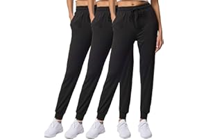 Real Essentials 3 Pack: Women's Ultra-Soft Lounge Joggers Sweatpants Athletic Yoga Pants with Pockets (Available in Plus)