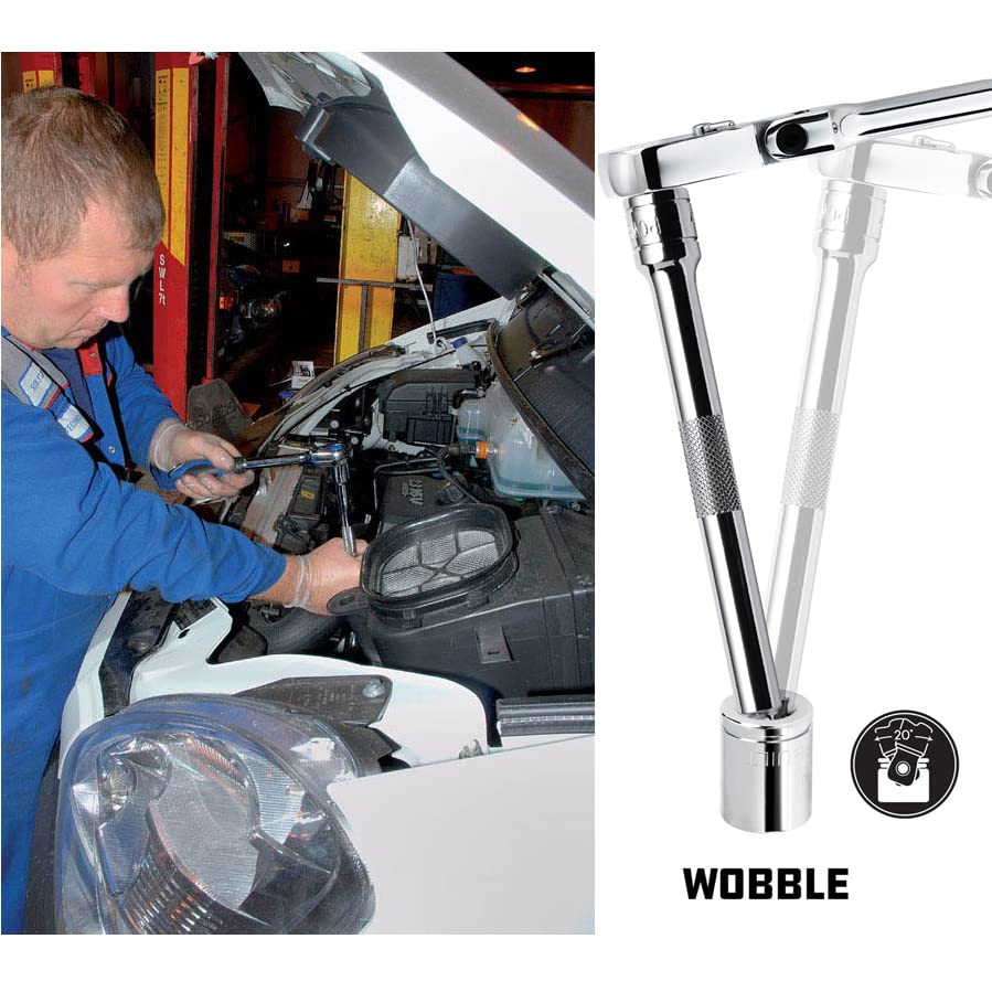 Wobble Socket Extension Bar Set 9Pcak, 1/4",3/8" and 1/2" Drive