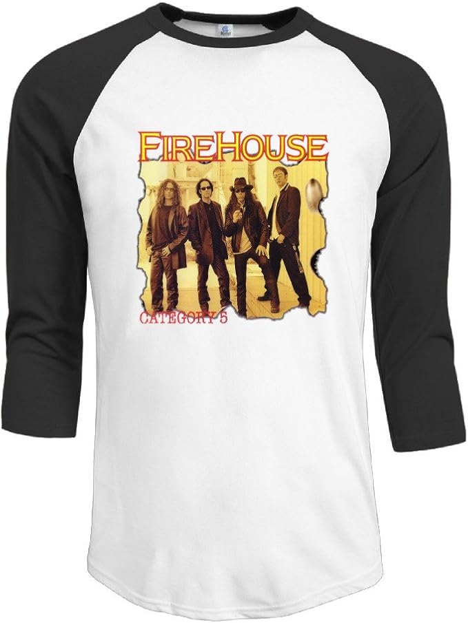 Firehouse Heavy Metal Band Mens 3/4 Sleeve Raglan Tops Shirt Tops Custom Shirts Men