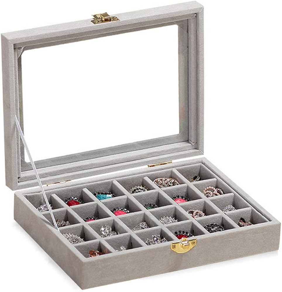 Amazon Com Potelin 24 Grid Velvet Jewelry Tray For Drawers Glass