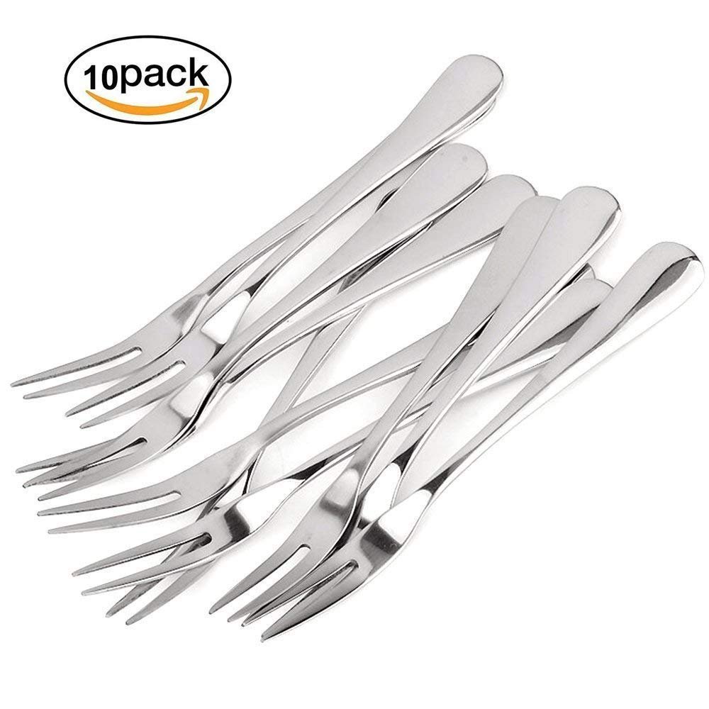 Firlar Stainless Steel Fruit Forks Flatware Set for Cake Salad Cocktail Dessert Set of 10