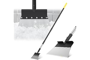 BLUMETREC Flat Shovel, 60 inch Ice Scraper, Snow Shovel, Floor Scraper with Adjustable Long Handle, Heavy Duty Ice Chopper, Multifunctional Weed Removal Tool for Driveway, Walkway, Garden and Outdoor Cleaning