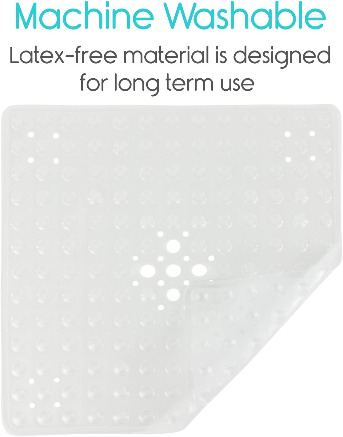 Vive Shower Stall Mat - Non Skid Bathtub Floor for Kids, Adults, Elderly - Square Bathroom Slipmat Bath Tub Suction Grip - Washable Non Slip, PVC: Health & Personal Care