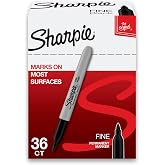 Sharpie Permanent Markers, Bulk Set, Fine Tip Markers, For Plastic, Metal, Wood, And More, Black, 36 Count