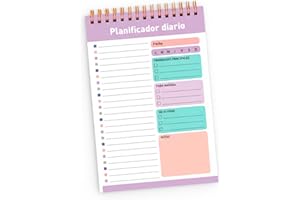 Bluelander Planificador Diario 13×20 cm, To Do List, Block de Notas de Tareas a Doble Cara, 52 Hojas, Cuaderno de Notas Diario con Soporte Rígido, Ideal para Oficina, Escuela o Hogar