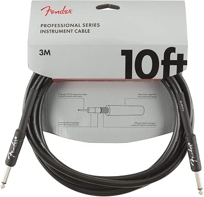 Fender Professional Series Instrument Cable 10ft Straight Black