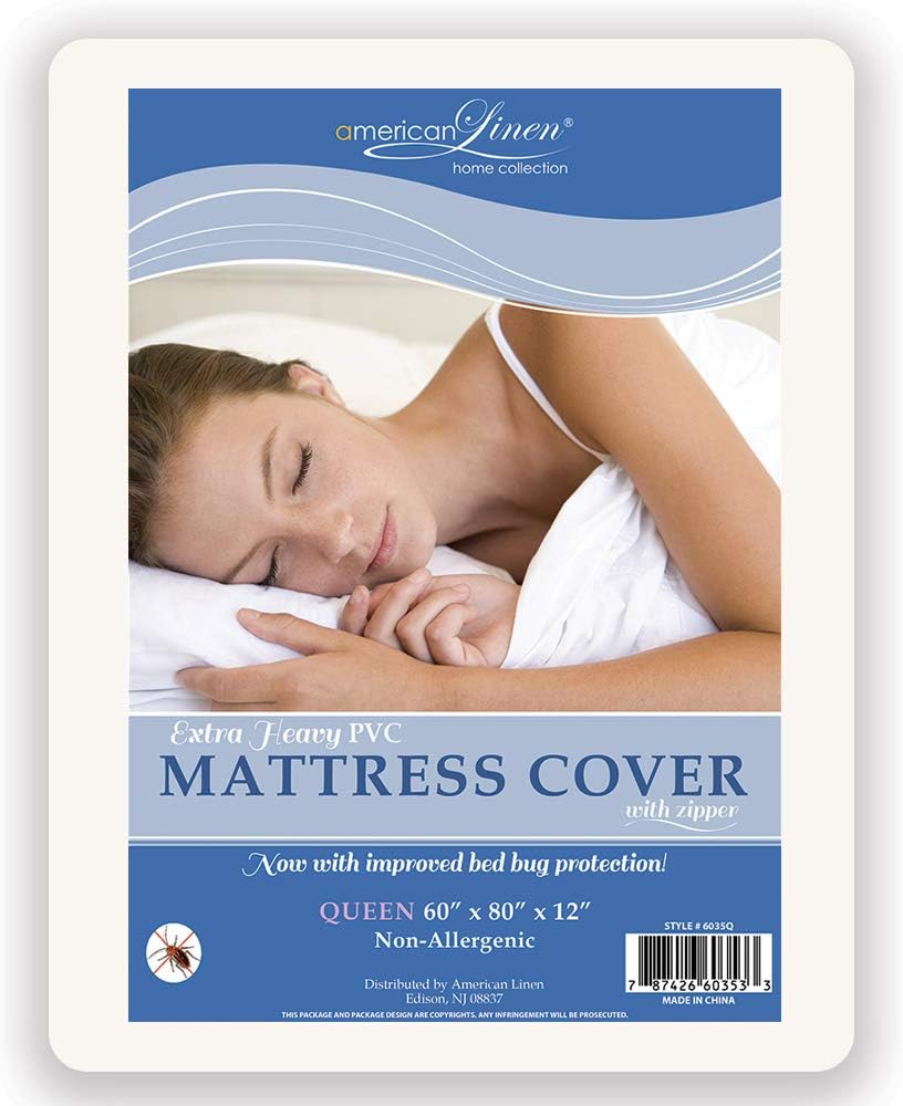 American Plastic Queen Size Zippered Mattress Cover Non Allergenic Bed Bug Protection 10 Inches Deep (Queen)