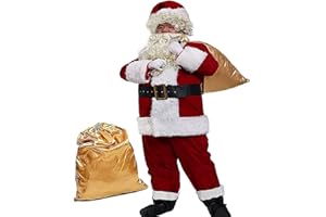Obosoyo Men's Deluxe Santa Suit 11pc. Christmas Adult Santa Claus Costume