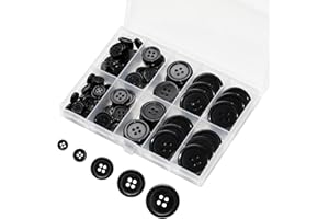 Lilaly 100 pcs Black Buttons for Crafts, 5 Sizes Mixed Round Sewing Buttons for Clothes, Suitable for for DIY Crafts, Coats, Shirts, Pants, Shorts