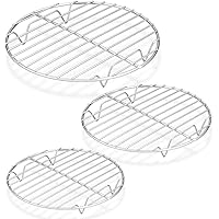 P&P CHEF Round Cooking Rack, 3 Pcs (7½” & 9” & 10½”), Baking Cooling Steaming Grilling Rack Stainless Steel, Fits Air…