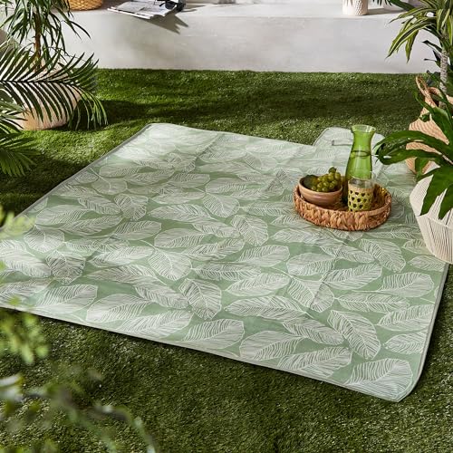 Fusion Manta de Picnic Matteo, 100% poliéster Suave al Tacto, Verde, 135 x 150 cm