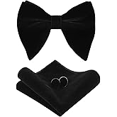 Alizeal Mens Pretied Velvet Adjustable Bow Tie, Hanky and Cufflinks Set