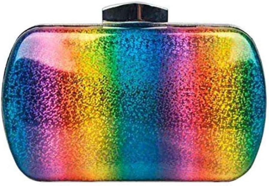 Womens Clutch Purses Detachable Chain Crossbody Shoulder Bag Party Rainbow Evening Handbags