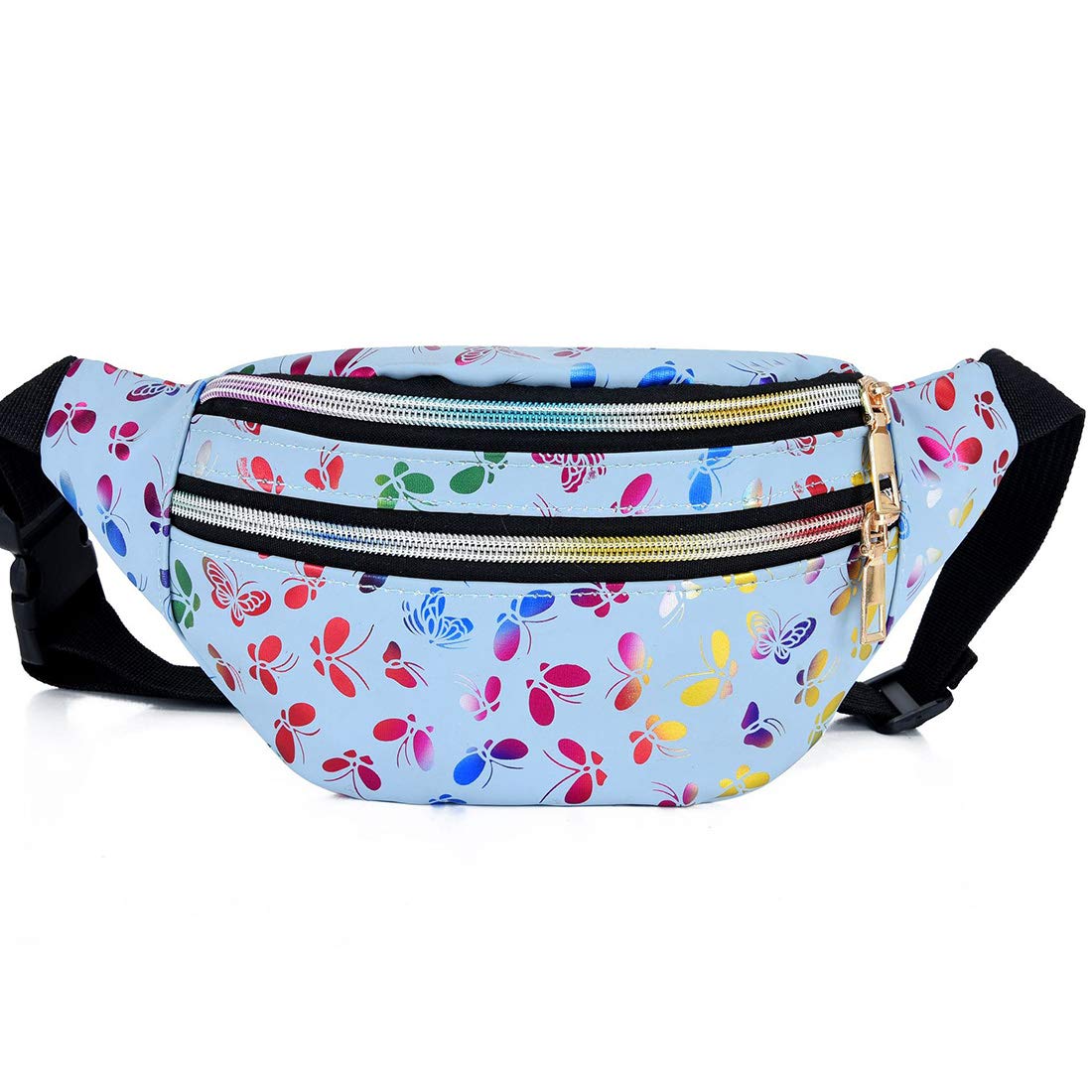 Estwell Bum Waist Bag for Women Girls Fashion PU Leather Waterproof Ladies Festival Fanny Pack Lightweight Hip Pouch Travel Holiday Waist Pack Shiny Bumbag