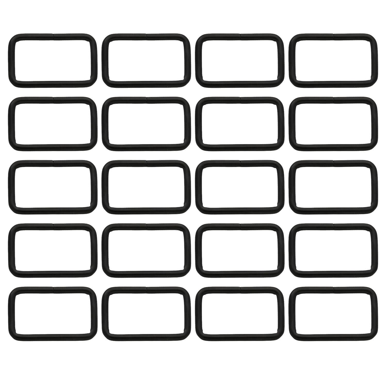 BIKICOCO Metal Rectangle Ring Buckles Square Strap Webbing Belt Rings for Bag Purse Non Welded 1-1/2 x 3/4 Inch, Black, Pack of 20