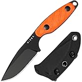 Kizer Muskrat Fixed Blade Knife, Argyle Pattern Orange G10 Handle, 1064M2 | 3.15" D2 Clip Point Black Blade, Small EDC Neck Knife with Black Sheath for Outdoor Hunting Survival Camping