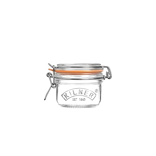 Kilner Round Clip Top Jar 0.125 Litre (125 ml) Airtight Glass Storage Jar for Preserving Spices Dry Foods Reusable