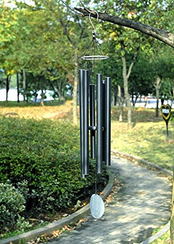 Aipker Wind Chimes for Outdoor Garden Home Patio - Amazing Grace Wind Chime with 6 Long Aluminum Tubes Black