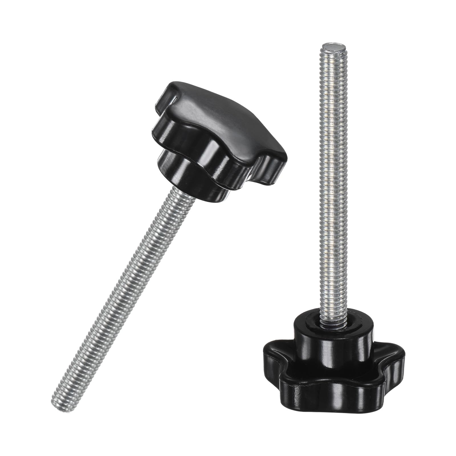 M METERXITY 2-Pack Star Clamping Knobs, M6x60mm Male Thread Hand Tightening Screw for Machinery/Electronic/Furniture/Umbrella Base, Machine Handle Replacement [31mm, Black]