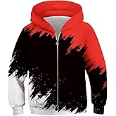 Idgreatim 6-14T Boys Zip Up Hoodies Kids 3D Graphic Hoody Sweatshirt Zipper Pullover with Pockets