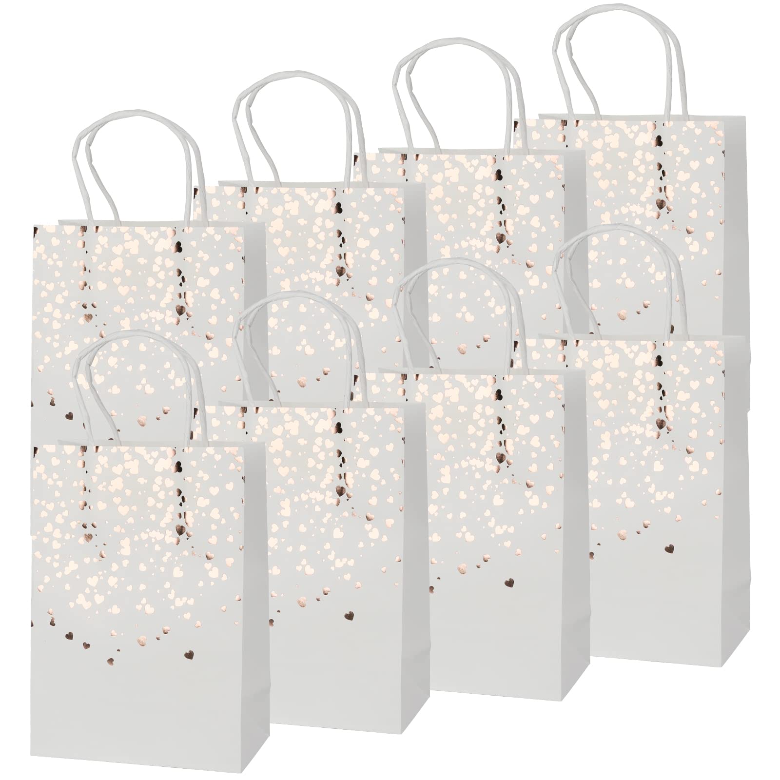 Miying 8PCS Paper Heart Gift Bags With Handles - White Paper Bags for Kids Party, Hen Party