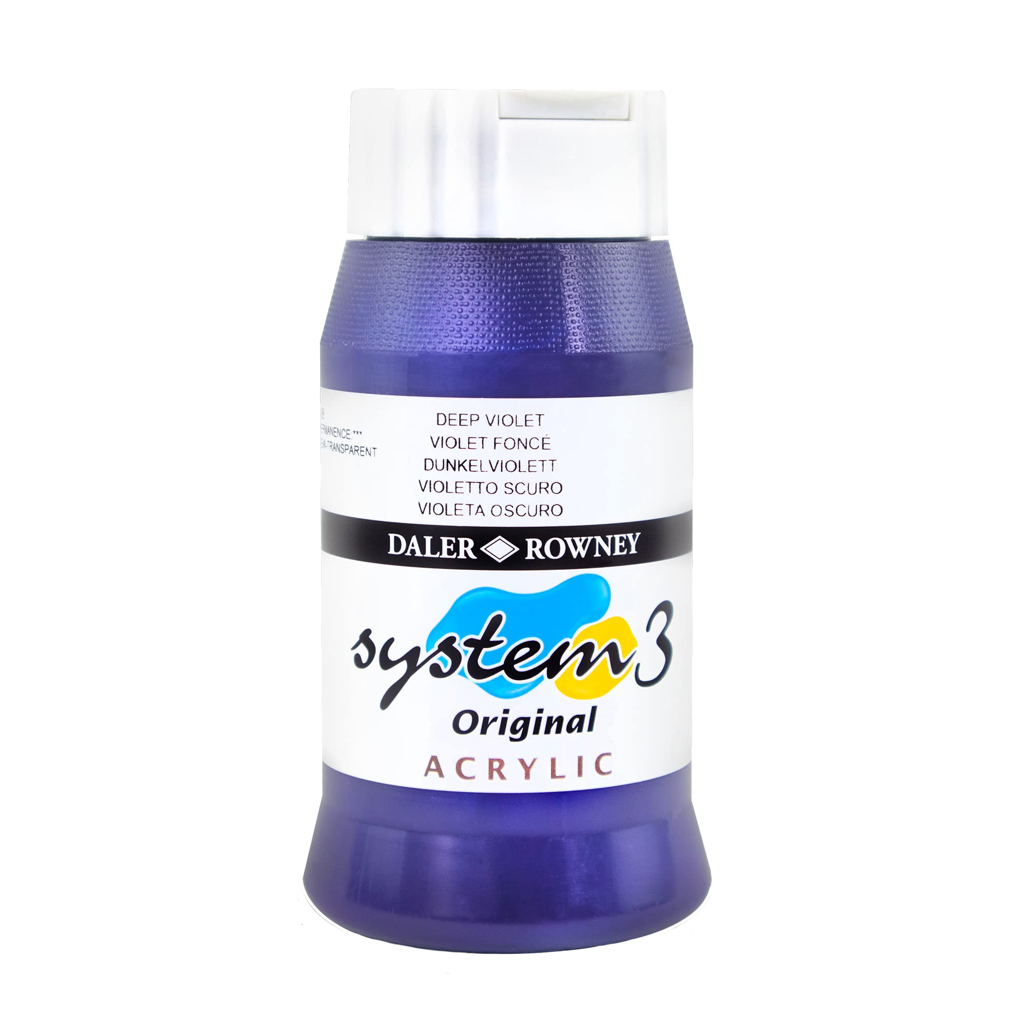 Daler-Rowney System3 Acrylic Paint, Plastic Pot, 16.91oz - 500 ml, Deep Violet