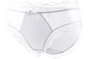 Oplxuo Briefs for Women's Sexy Lace Thong Sheer Mesh G-Pants Lingerie Panties Underwear, See Through Underpants