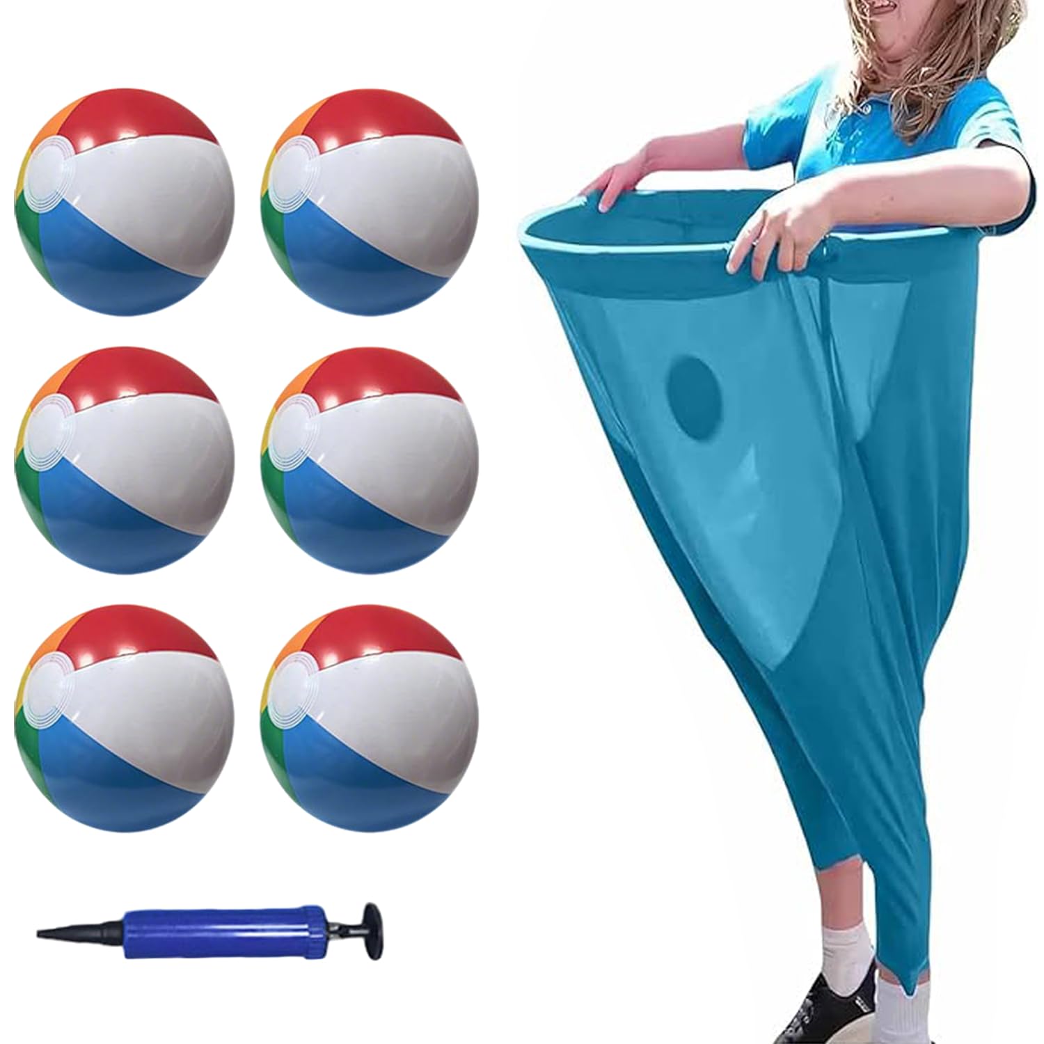 Granny Pants Game, Granny Pants Yard Game Set, Giant Lawn Games, With 6 Throwing Bouncy Balls and 1 Pumps, kids Garden Toys for Outdoor Birthday Party, Giant Granny Pants Hula Hoop Game, Blue