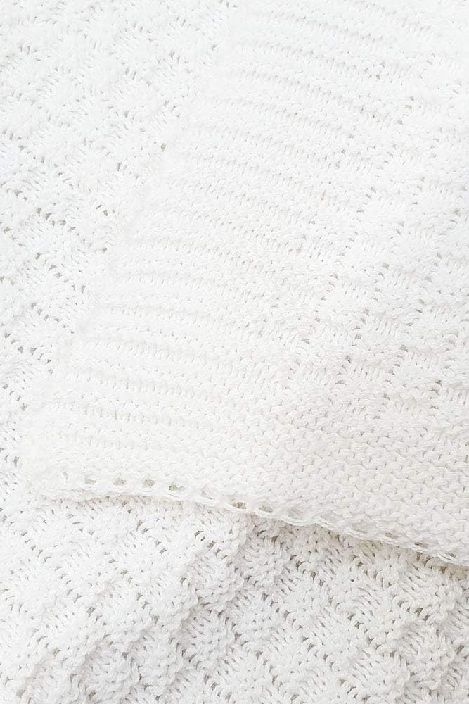 Wallaboo Baby Blanket Eden, 100% Organic Cotton, For Pram, Car Seat, Moses Basket, Crib, Size 90 x 70 cm, Color: White
