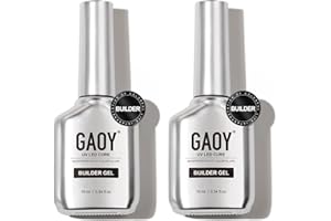 GAOY 2 Pcs 16ml Clear Builder Gel for Nails, Nail Strengthener in a Bottle, Nail Extension Hard Gel, Soak Off Long Lasting UV Light Cure, Base Coat Top Coat Needed