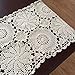 Ustide Rustic Floral Table Runner Handmade Crochet Table Doily White 15
